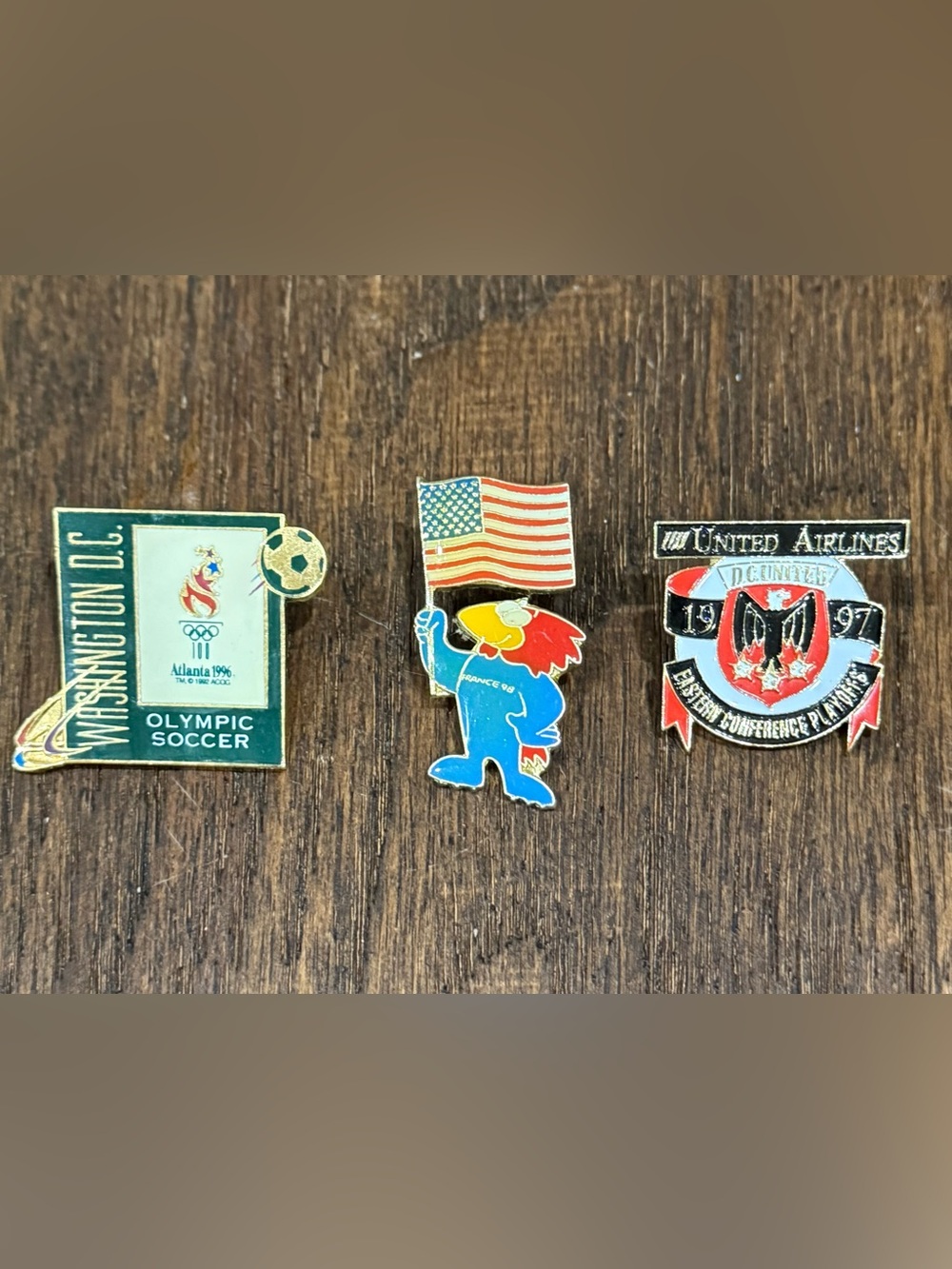 Soccer Lapel Pins - Olympics 1996, fifa 1998, Eastern Conf Playoffs 1997 Vintage